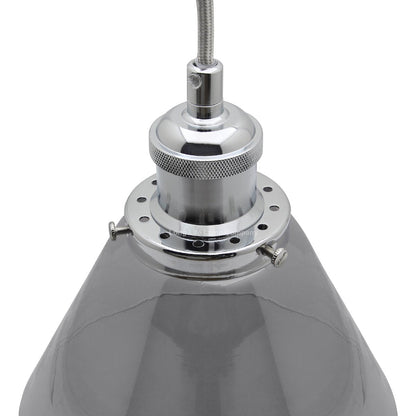 Vintage Industrial 3 Light Ceiling Pendant Lamp Mini Glass Sconce Smoked Grey Shades - Energy Light Bulbs - Free delivery on all orders