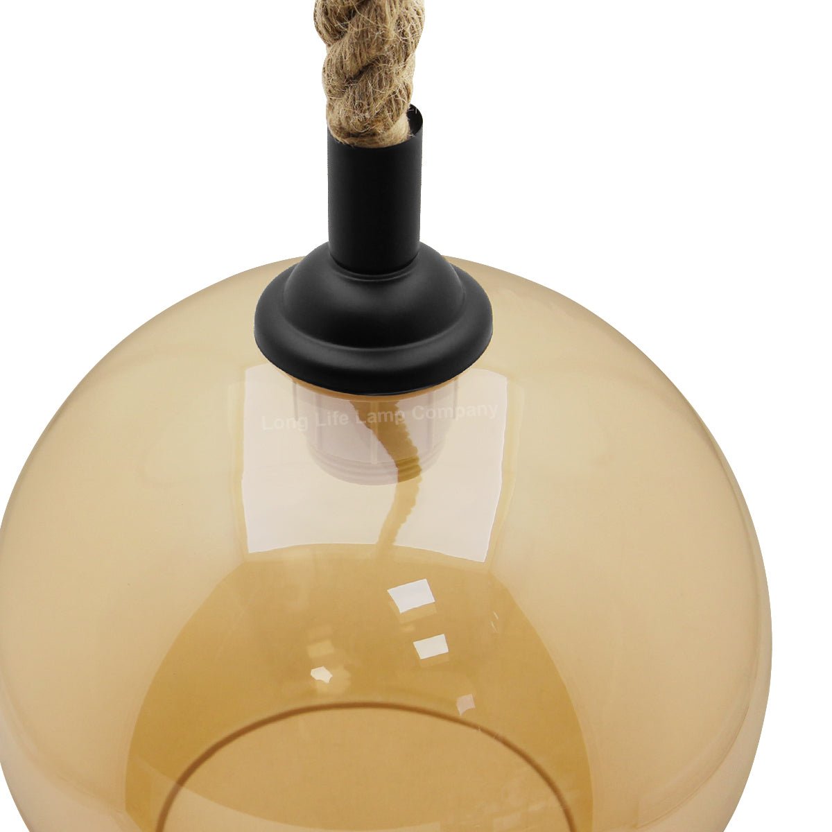 Vintage Industrial Amber Smoked Rope Glass Globe Ceiling Pendant Lamp - Energy Light Bulbs - Free delivery on all orders