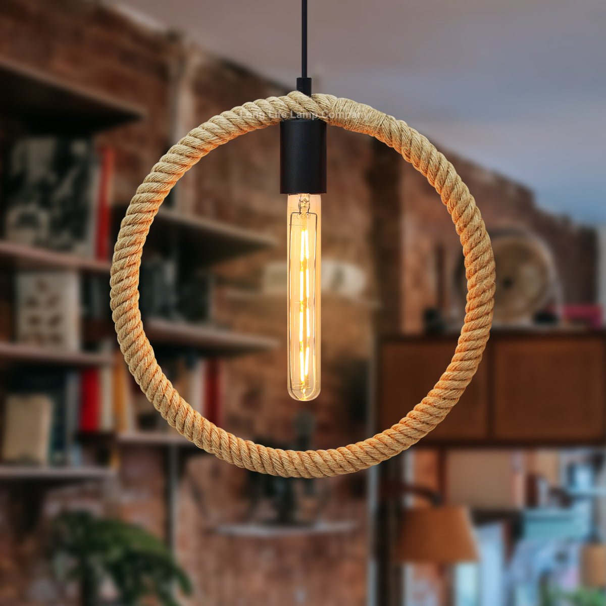 Vintage Industrial Ceiling Hemp Rope Round Pendant Light - Energy Light Bulbs - Free delivery on all orders