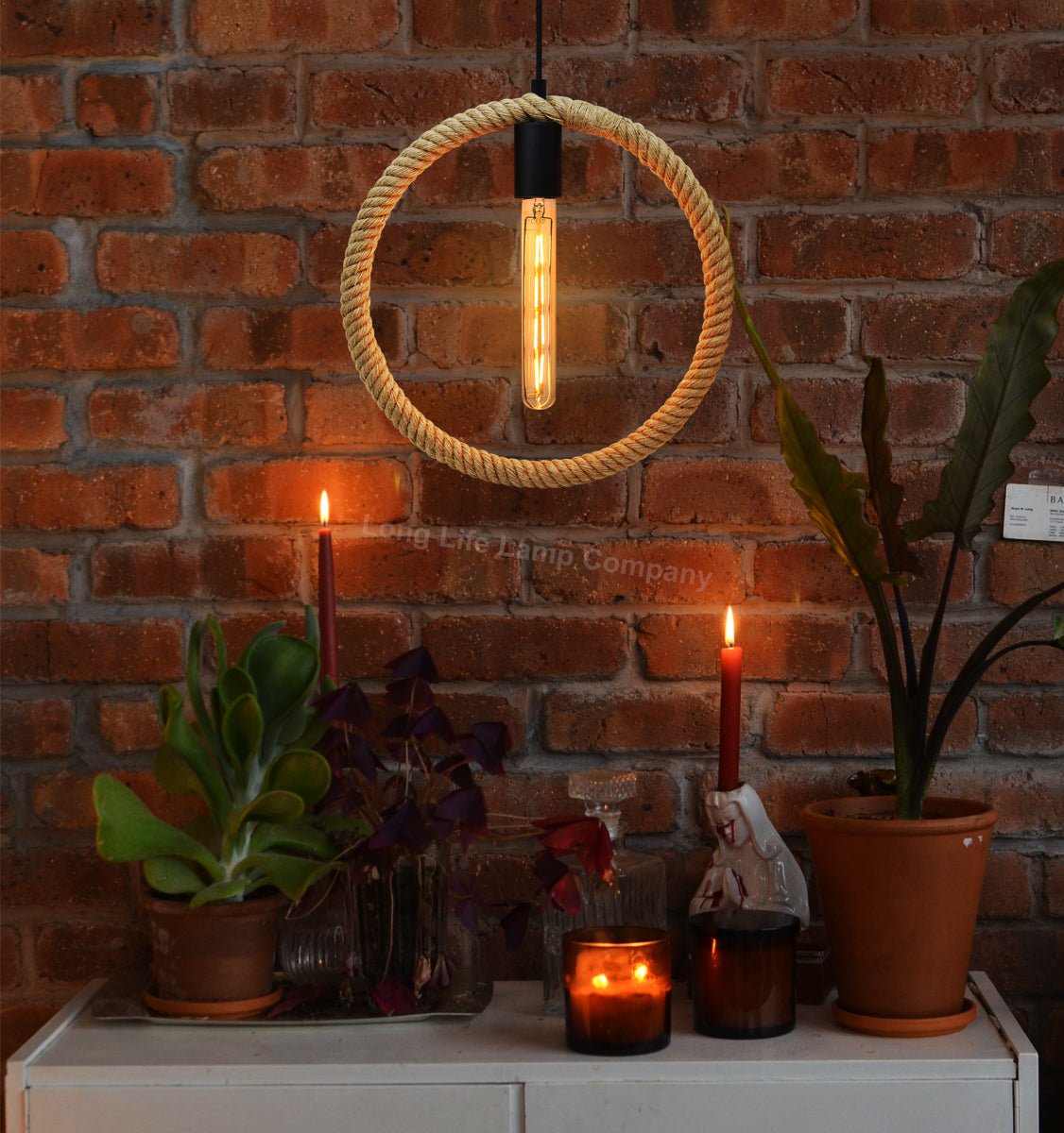 Vintage Industrial Ceiling Hemp Rope Round Pendant Light - Energy Light Bulbs - Free delivery on all orders