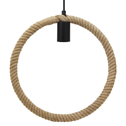 Vintage Industrial Ceiling Hemp Rope Round Pendant Light - Energy Light Bulbs - Free delivery on all orders