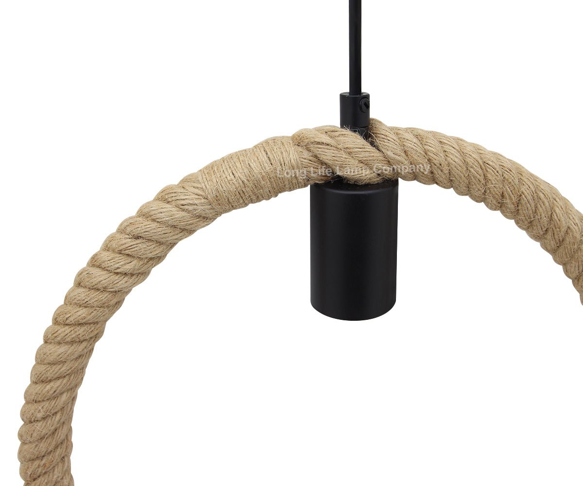 Vintage Industrial Ceiling Hemp Rope Round Pendant Light - Energy Light Bulbs - Free delivery on all orders