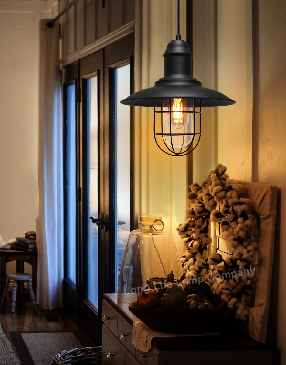 Vintage Industrial Nautical Fishermans Hanging Ceiling Pendant Lamp Shade - Energy Light Bulbs - Free delivery on all orders