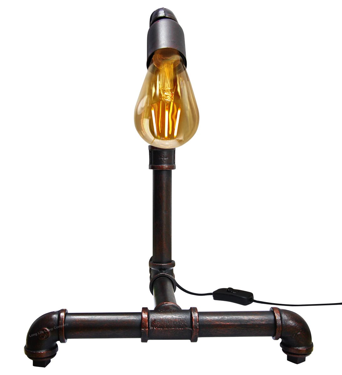 Vintage Industrial Rustic Copper Water Pipe Style Bedside Table Desk Lamp - Energy Light Bulbs - Free delivery on all orders