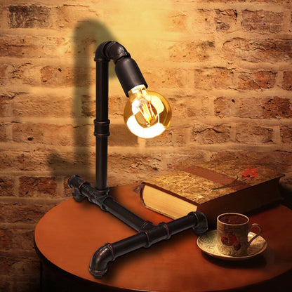 Vintage Industrial Rustic Copper Water Pipe Style Bedside Table Desk Lamp - Energy Light Bulbs - Free delivery on all orders
