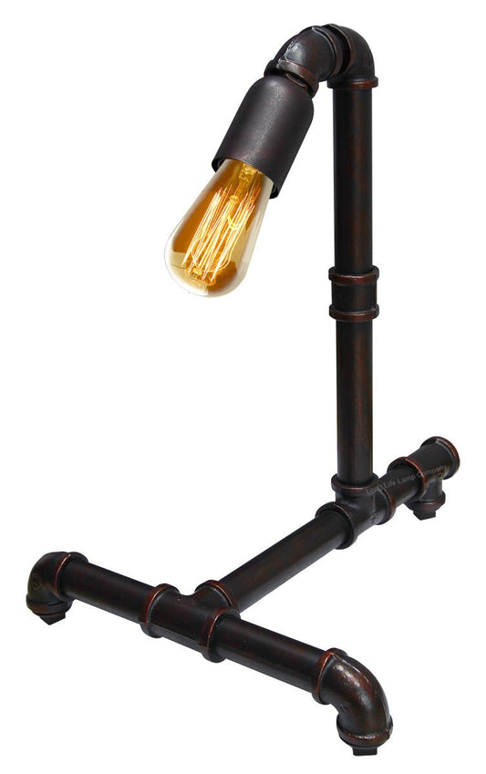 Vintage Industrial Rustic Copper Water Pipe Style Bedside Table Desk Lamp - Energy Light Bulbs - Free delivery on all orders
