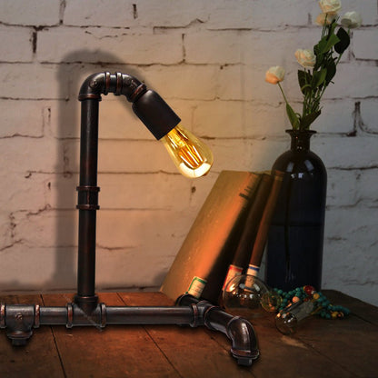 Vintage Industrial Rustic Copper Water Pipe Style Bedside Table Desk Lamp - Energy Light Bulbs - Free delivery on all orders