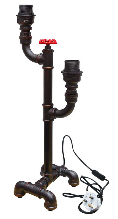 Vintage Industrial Rustic Copper Water Pipe Tap Style Bedside Table Lamp - Energy Light Bulbs - Free delivery on all orders