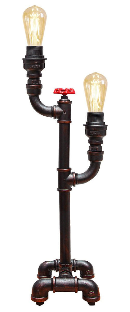 Vintage Industrial Rustic Copper Water Pipe Tap Style Bedside Table Lamp - Energy Light Bulbs - Free delivery on all orders
