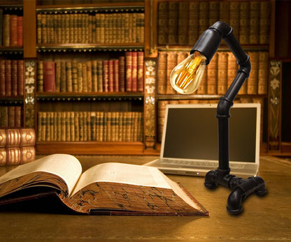 Vintage Industrial Rustic Steel Water Pipe Style Lamp - Energy Light Bulbs - Free delivery on all orders