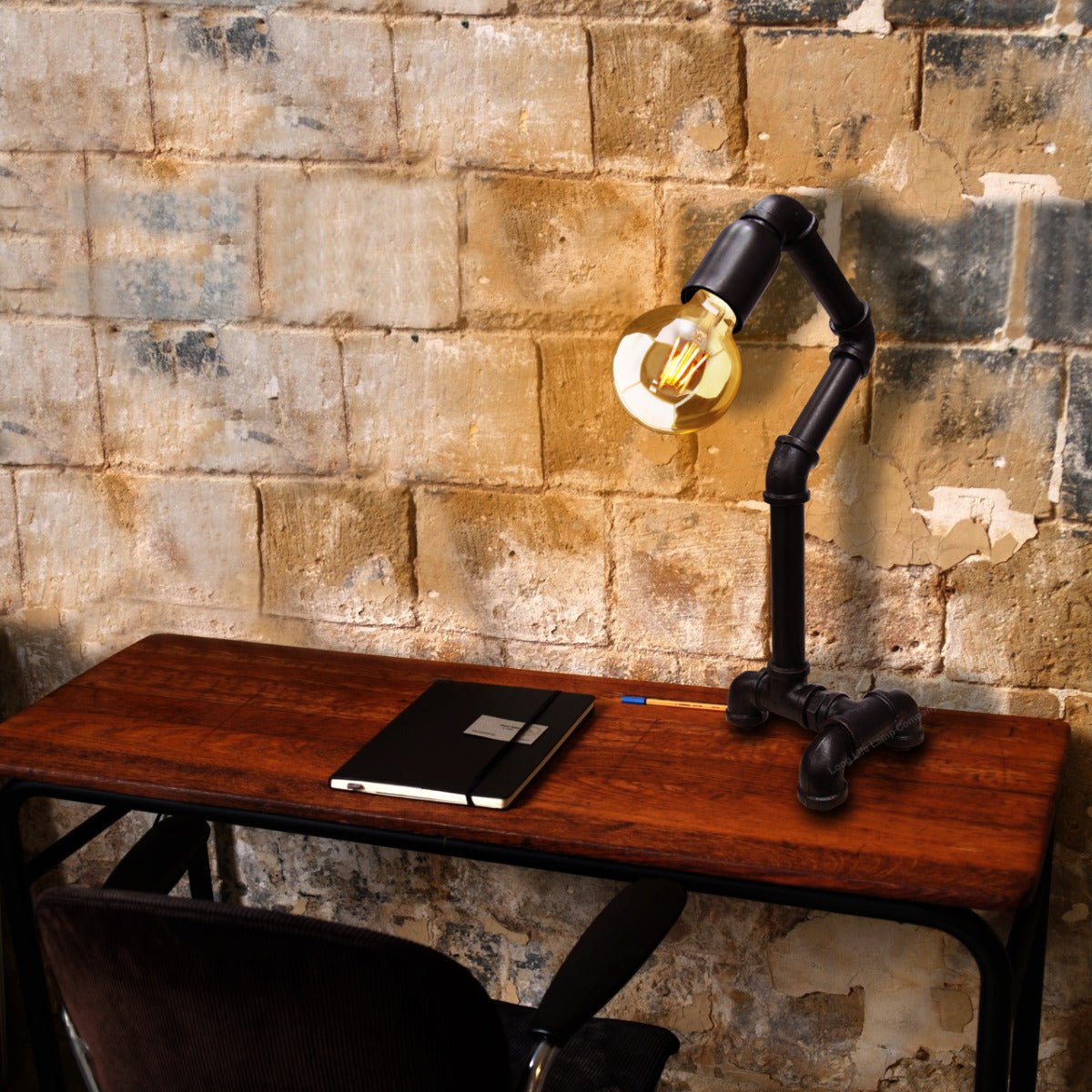 Vintage Industrial Rustic Steel Water Pipe Style Lamp - Energy Light Bulbs - Free delivery on all orders