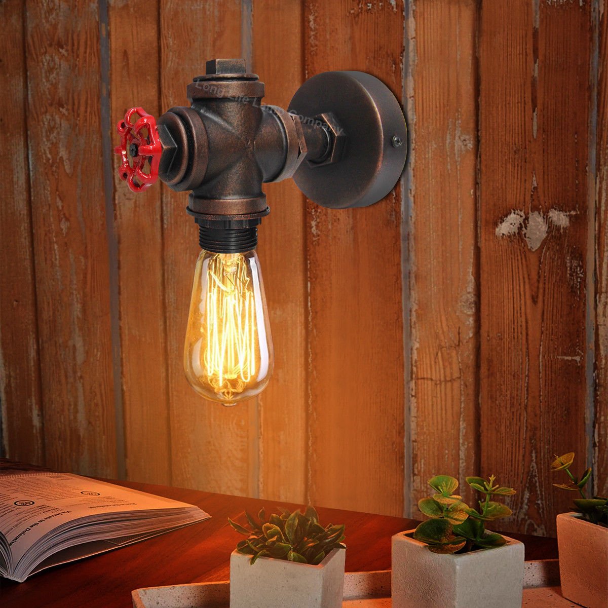 Vintage Industrial Rustic Tap Style Wall Light Waterpipe Lamp - Energy Light Bulbs - Free delivery on all orders