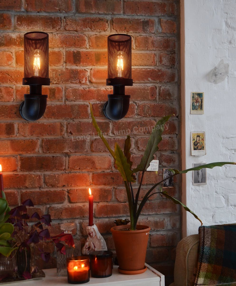 Vintage Industrial Water Pipe Wall Light - Energy Light Bulbs - Free delivery on all orders