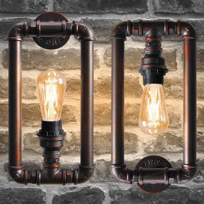 Vintage Industrial Water Pipe Wall Light Rustic Lamp - Energy Light Bulbs - Free delivery on all orders