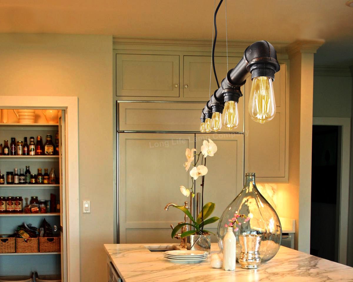Vintage Industrial Waterpipe Ceiling Light Fixture Rustic Copper - Energy Light Bulbs - Free delivery on all orders