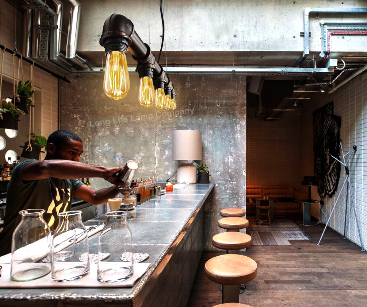 Vintage Industrial Waterpipe Ceiling Light Fixture Rustic Copper - Energy Light Bulbs - Free delivery on all orders