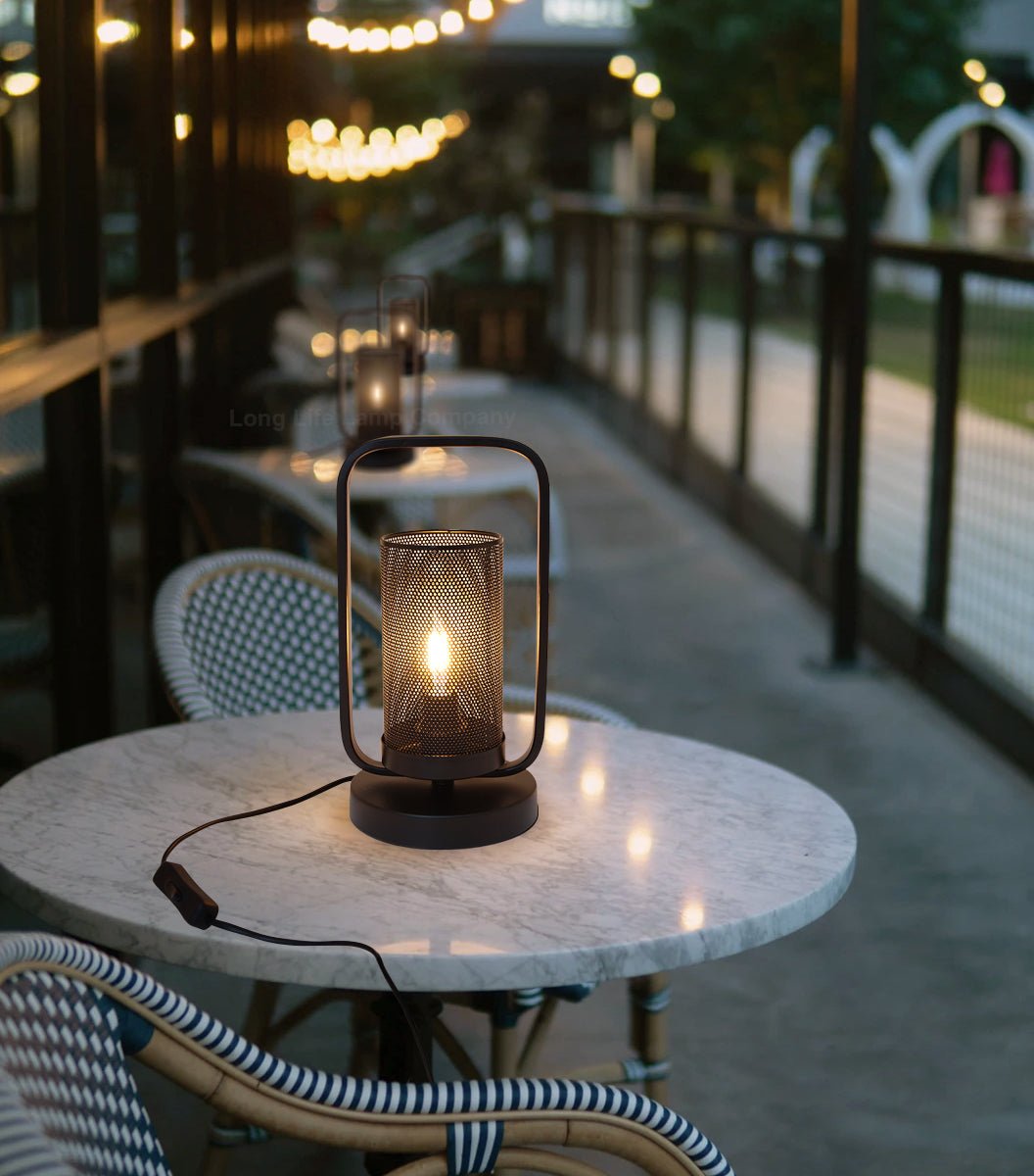 Vintage Industrial Wick Lantern Table Lamp - Energy Light Bulbs - Free delivery on all orders