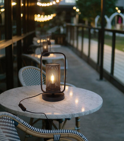 Vintage Industrial Wick Lantern Table Lamp - Energy Light Bulbs - Free delivery on all orders