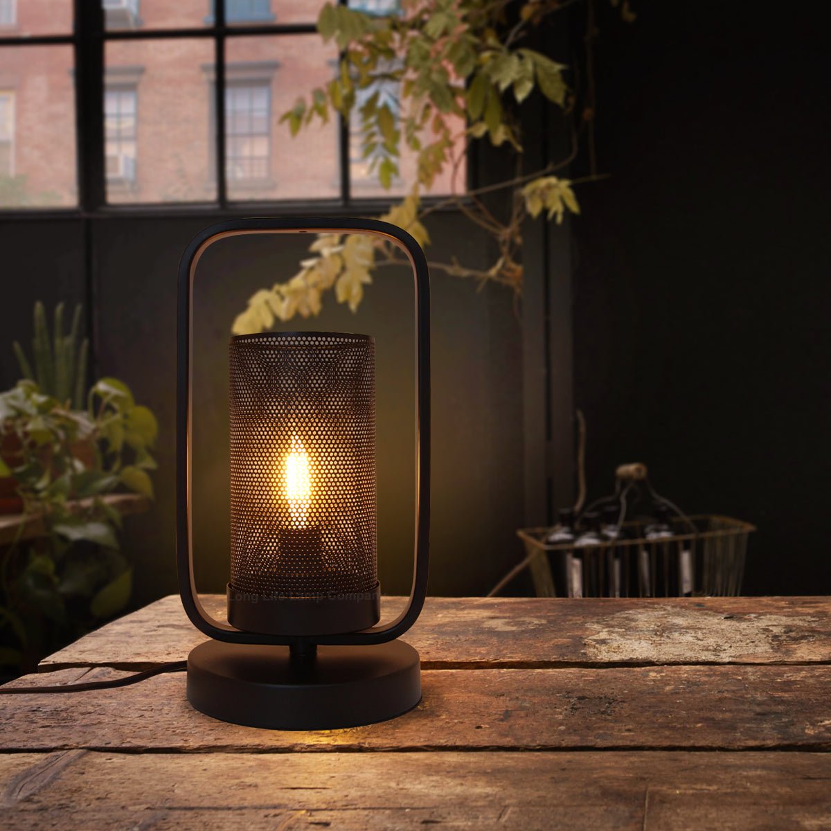 Vintage Industrial Wick Lantern Table Lamp - Energy Light Bulbs - Free delivery on all orders