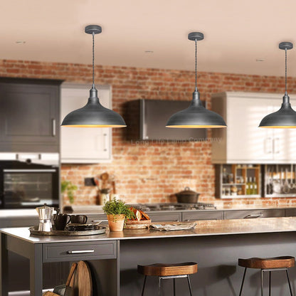 Vintage Metal Iron Grey Ceiling Pendant Light - Energy Light Bulbs - Free delivery on all orders