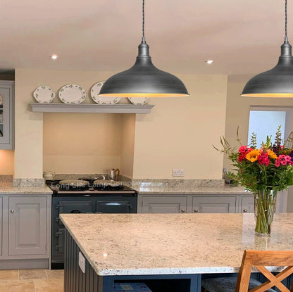 Vintage Metal Iron Grey Ceiling Pendant Light - Energy Light Bulbs - Free delivery on all orders