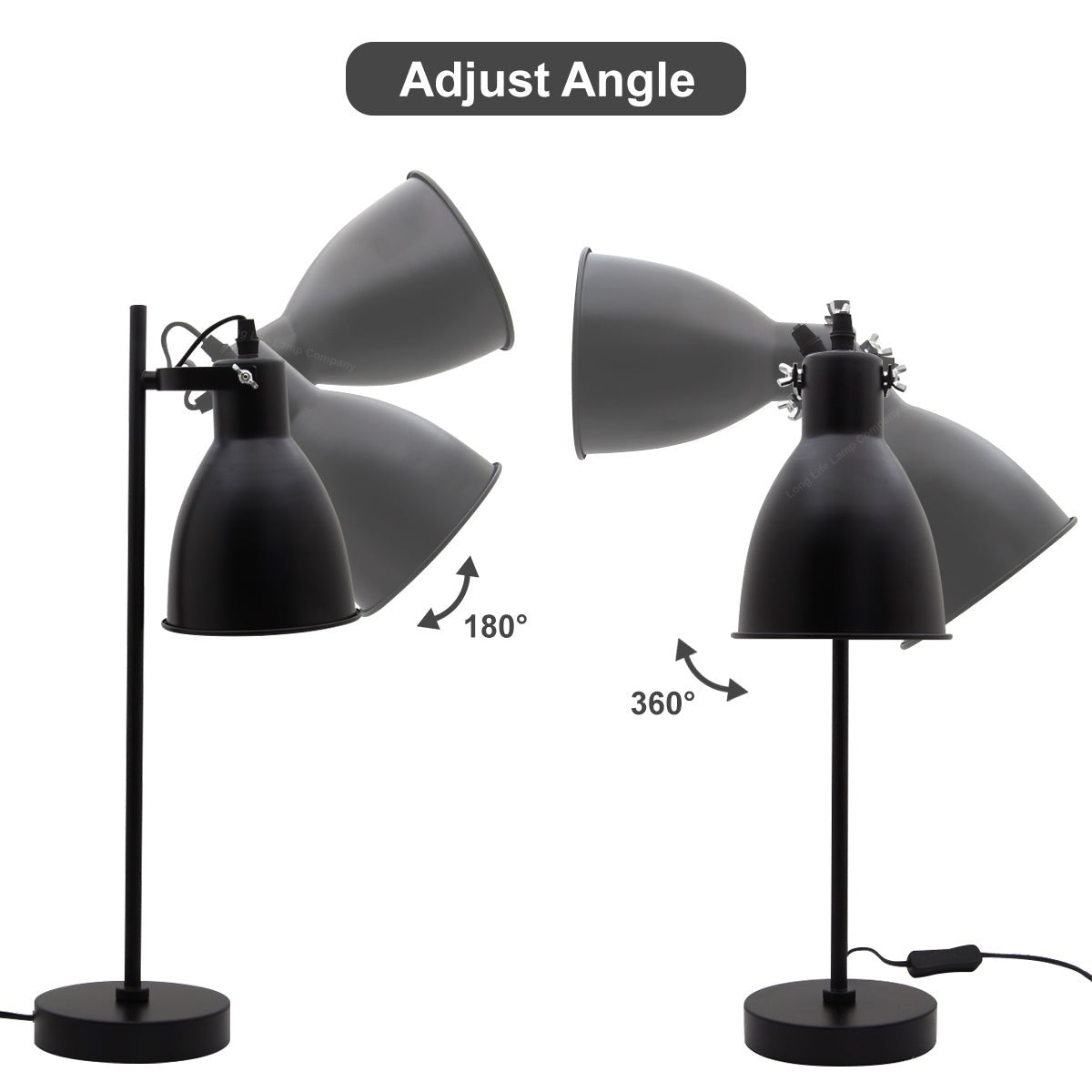 Vintage Metal Table Lamp Vintage Industrial Black Desk Lamp Scone Shade - Energy Light Bulbs - Free delivery on all orders