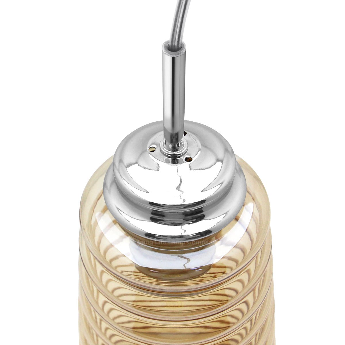 Vintage Pendant Light Fitting Chrome Spiral Retro Glass Ceiling Light Shade Smoked Amber - Energy Light Bulbs - Free delivery on all orders