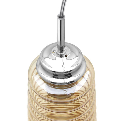 Vintage Pendant Light Fitting Chrome Spiral Retro Glass Ceiling Light Shade Smoked Amber - Energy Light Bulbs - Free delivery on all orders