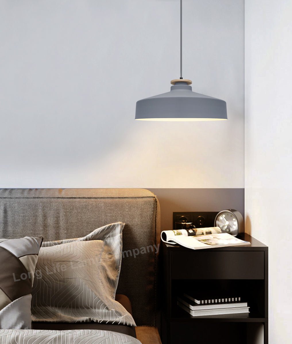 Vintage Retro Grey Metal Ceiling Pendant Light - Energy Light Bulbs - Free delivery on all orders