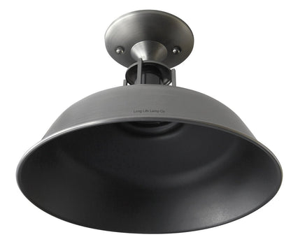 Vintage Retro Industrial Flush Mount Farmhouse Pewter Ceiling Light Shade - Energy Light Bulbs - Free delivery on all orders