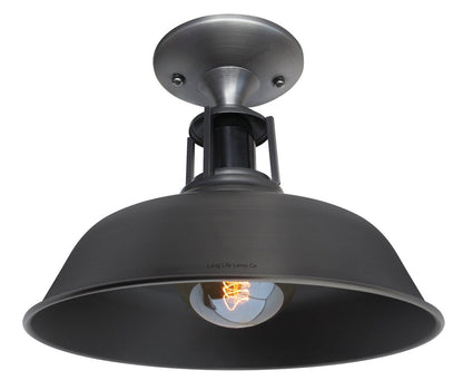 Vintage Retro Industrial Flush Mount Farmhouse Pewter Ceiling Light Shade - Energy Light Bulbs - Free delivery on all orders
