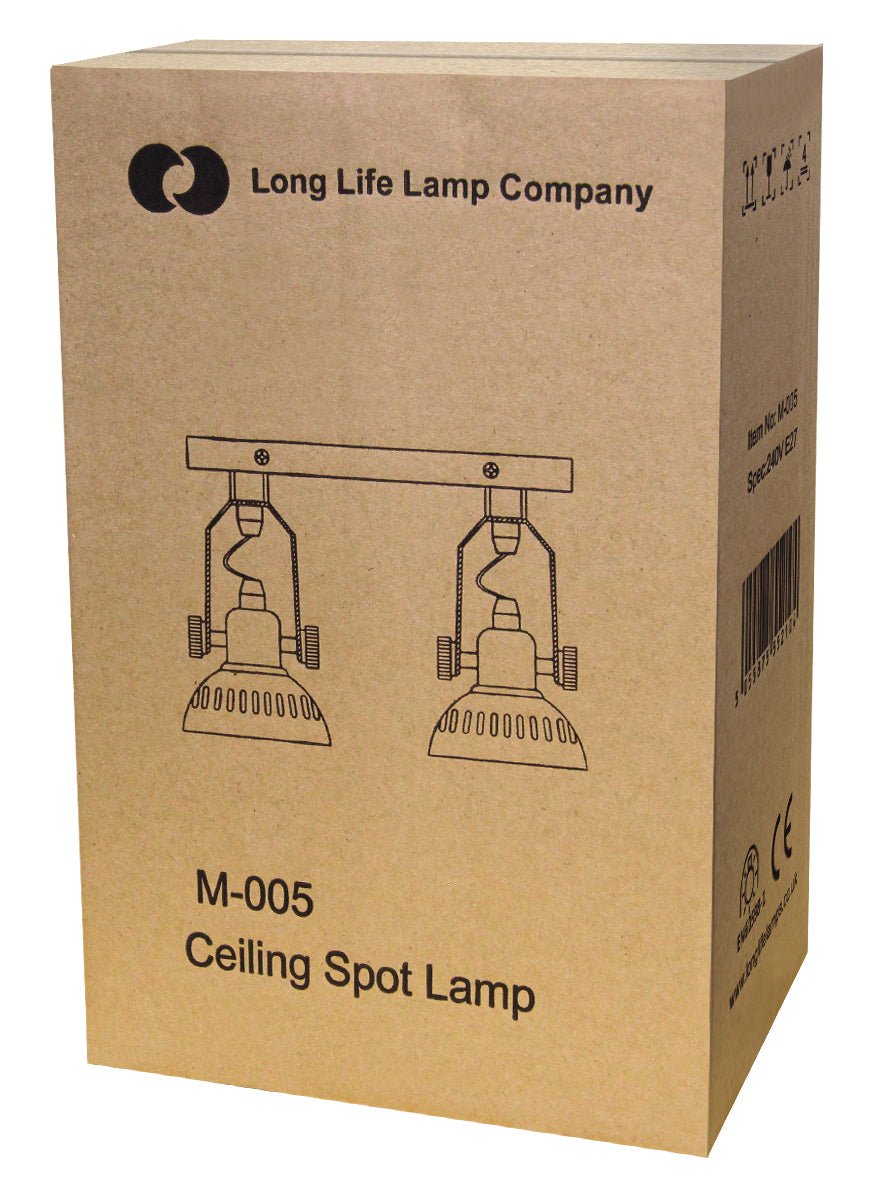Vintage Twin Ceiling Light Fixture Dark Grey Pewter finish Adjustable Swivel Spot Light Stainless Steel - Energy Light Bulbs - Free delivery on all orders