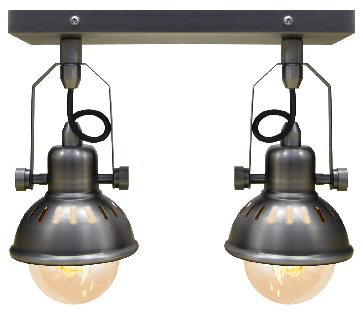 Vintage Twin Ceiling Light Fixture Dark Grey Pewter finish Adjustable Swivel Spot Light Stainless Steel - Energy Light Bulbs - Free delivery on all orders