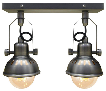 Vintage Twin Ceiling Light Fixture Dark Grey Pewter finish Adjustable Swivel Spot Light Stainless Steel - Energy Light Bulbs - Free delivery on all orders