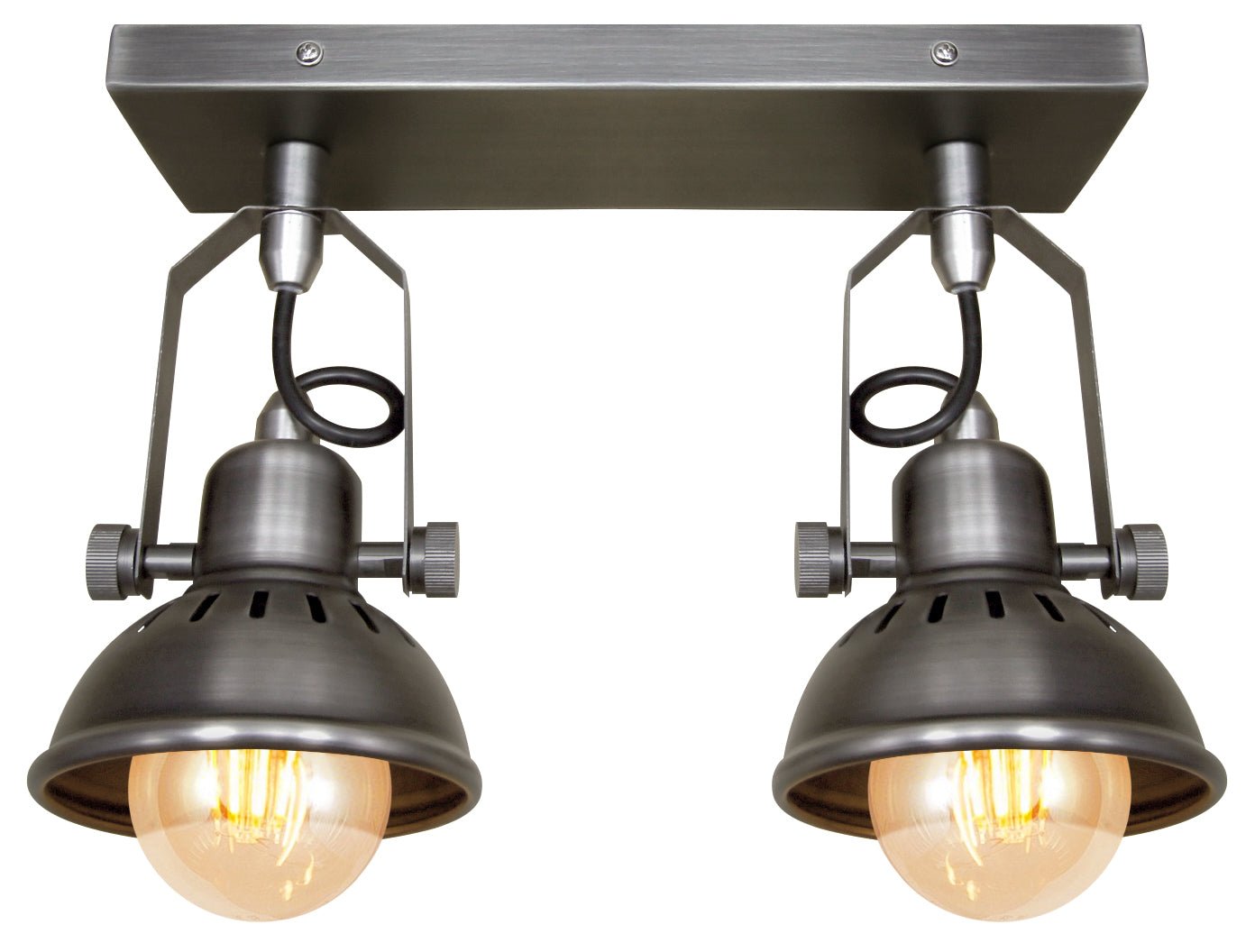 Vintage Twin Ceiling Light Fixture Dark Grey Pewter finish Adjustable Swivel Spot Light Stainless Steel - Energy Light Bulbs - Free delivery on all orders