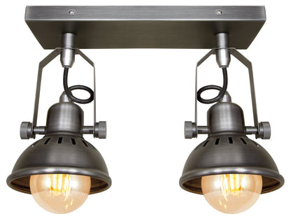 Vintage Twin Ceiling Light Fixture Dark Grey Pewter finish Adjustable Swivel Spot Light Stainless Steel - Energy Light Bulbs - Free delivery on all orders
