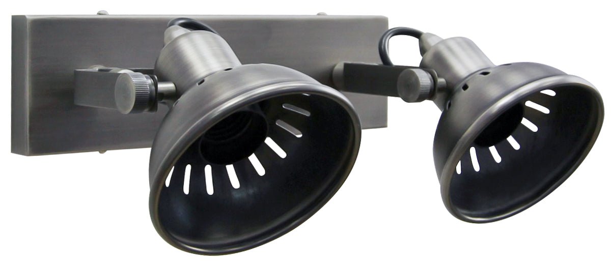 Vintage Twin Wall Light Dark Grey Pewter Finish Adjustable Swivel Spot Wall Light - Energy Light Bulbs - Free delivery on all orders