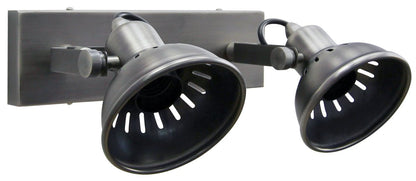 Vintage Twin Wall Light Dark Grey Pewter Finish Adjustable Swivel Spot Wall Light - Energy Light Bulbs - Free delivery on all orders