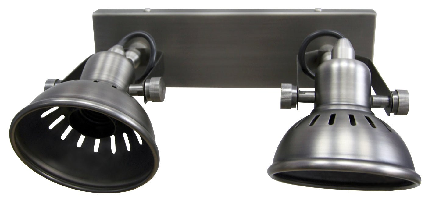 Vintage Twin Wall Light Dark Grey Pewter Finish Adjustable Swivel Spot Wall Light - Energy Light Bulbs - Free delivery on all orders