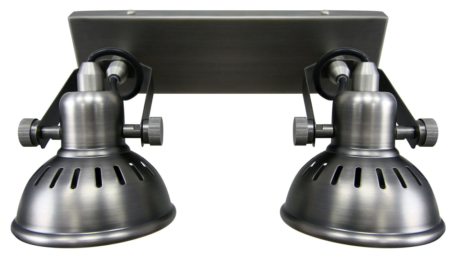 Vintage Twin Wall Light Dark Grey Pewter Finish Adjustable Swivel Spot Wall Light - Energy Light Bulbs - Free delivery on all orders