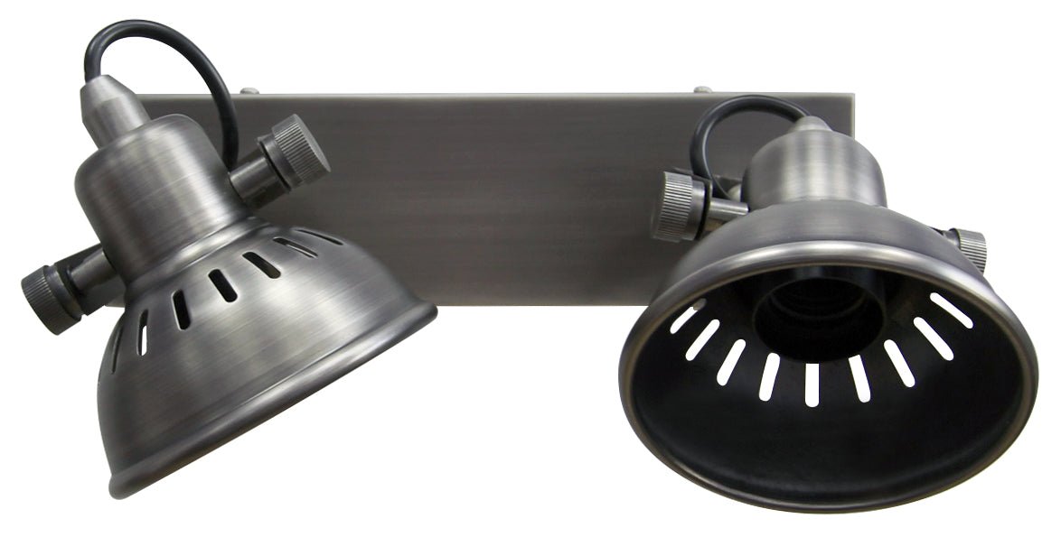 Vintage Twin Wall Light Dark Grey Pewter Finish Adjustable Swivel Spot Wall Light - Energy Light Bulbs - Free delivery on all orders