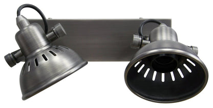 Vintage Twin Wall Light Dark Grey Pewter Finish Adjustable Swivel Spot Wall Light - Energy Light Bulbs - Free delivery on all orders