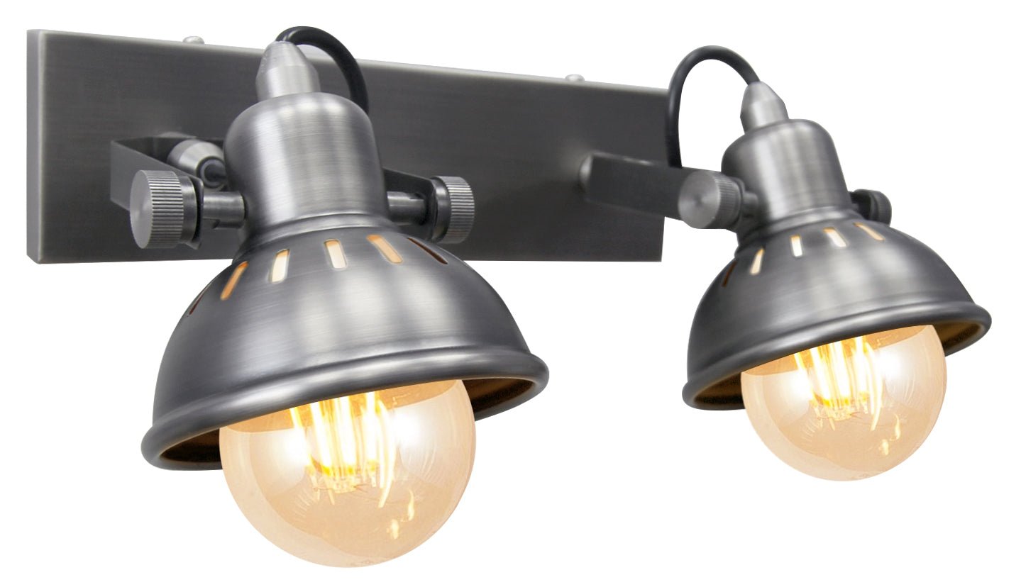 Vintage Twin Wall Light Dark Grey Pewter Finish Adjustable Swivel Spot Wall Light - Energy Light Bulbs - Free delivery on all orders