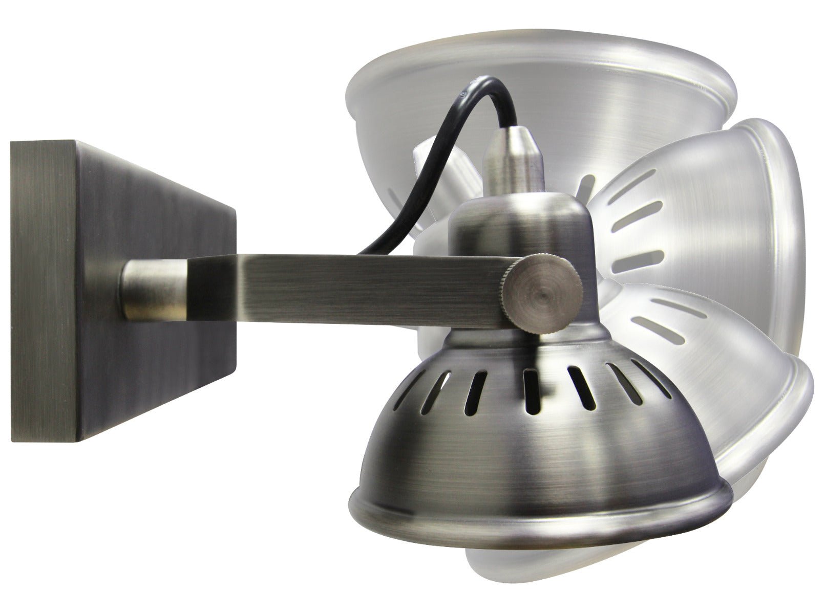 Vintage Twin Wall Light Dark Grey Pewter Finish Adjustable Swivel Spot Wall Light - Energy Light Bulbs - Free delivery on all orders