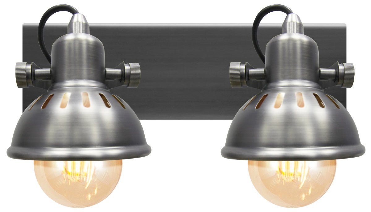 Vintage Twin Wall Light Dark Grey Pewter Finish Adjustable Swivel Spot Wall Light - Energy Light Bulbs - Free delivery on all orders