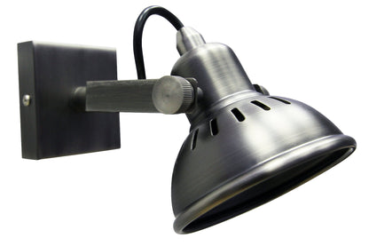 Vintage Wall Light Dark Grey Pewter Finish Adjustable Swivel Spot Wall Light - Energy Light Bulbs - Free delivery on all orders