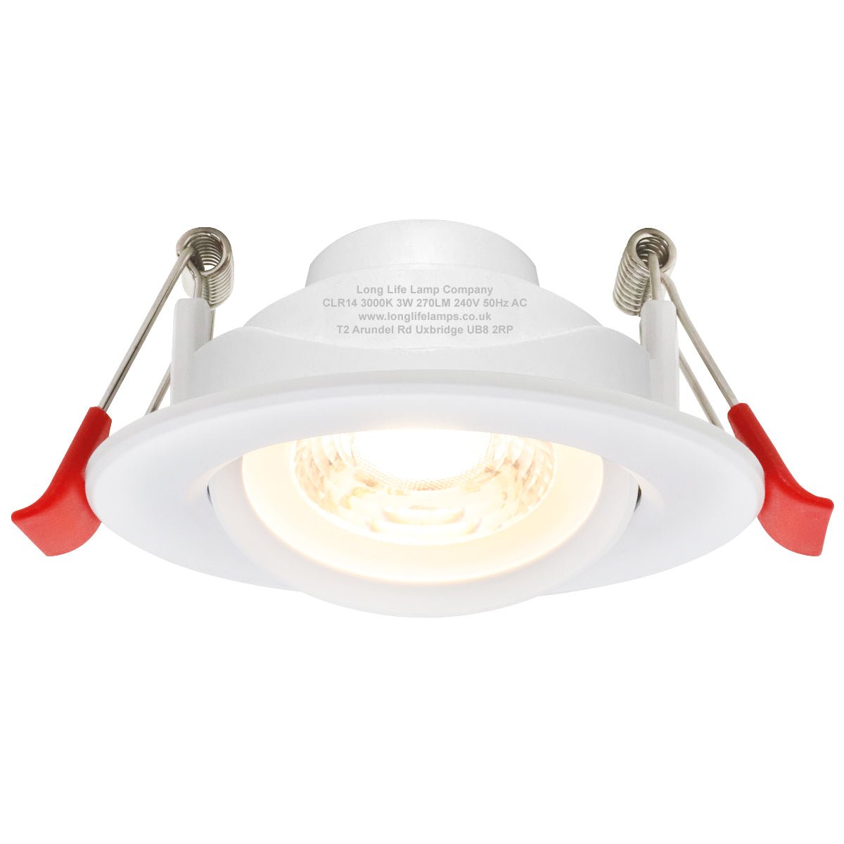 Warm White 3w LED Recessed Ceiling Downlight Adjustable - Energy Light Bulbs - Free delivery on all orders