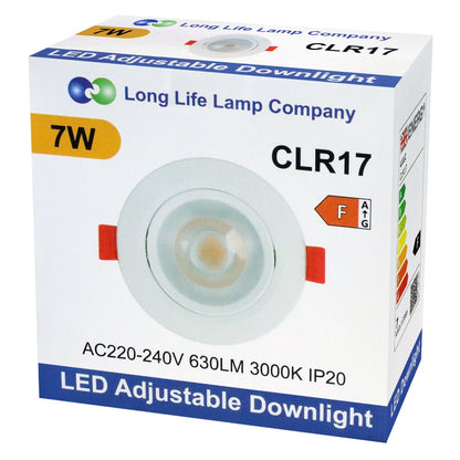 Warm White 7w LED Recessed Ceiling Downlight Adjustable - Energy Light Bulbs - Free delivery on all orders