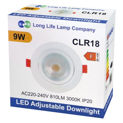Warm White 9w LED Recessed Ceiling Downlight Adjustable - Energy Light Bulbs - Free delivery on all orders