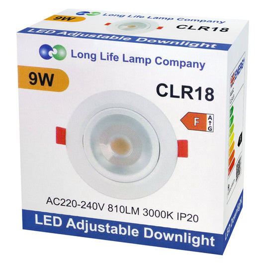 Warm White 9w LED Recessed Ceiling Downlight Adjustable - Energy Light Bulbs - Free delivery on all orders